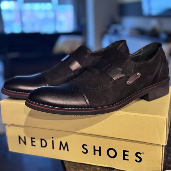 NWB! NEDIM SHOES Men Suede Leather Black Dress Shoes - Size 10.5 - Picture 8 of 8
